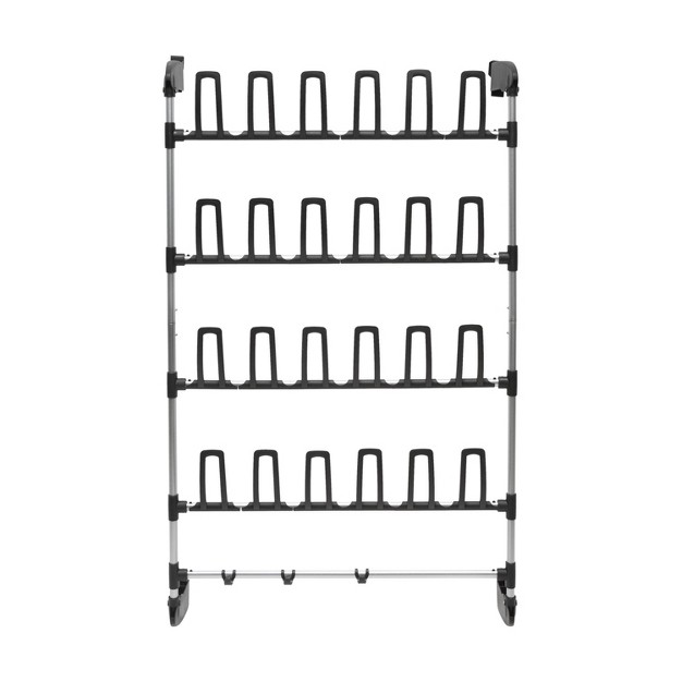 Organize It All Overdoor 12 Pair Shoe Rack With 4 Accessory Hooks