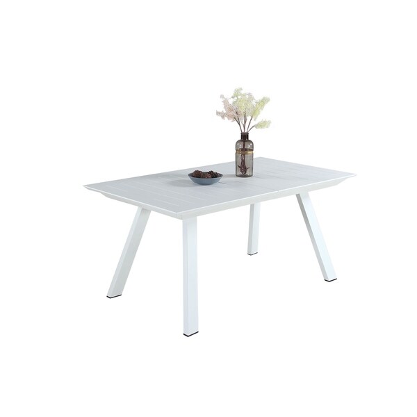 Somette Melbourne Matte White Outdoor Aluminum Table with Butterfly Extension