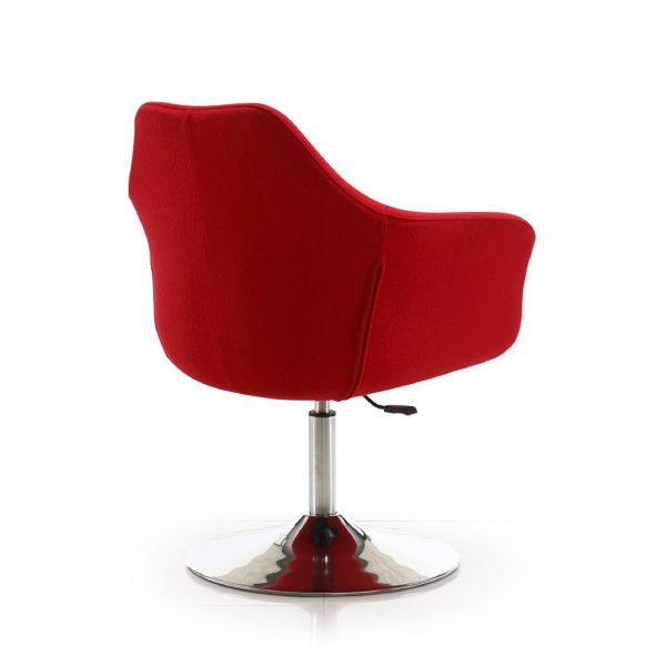 Kinsey Adjustable Height Swivel Accent Chair in Red and Polished Chrome