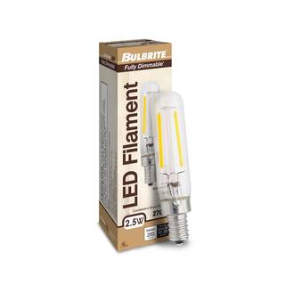 Bulbrite 25-Watt Equivalent T6 Clear Dimmable Edison Clear LED Light Bulb with (E12) Candelabra Screw Base 2700K(4-Pack) 861574