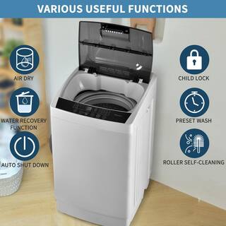 Amucolo 1.24 cu. ft. Top Load Washer Compact Fully Automatic Washing Machine in Gray White with LED Display and 8 Water Levels YeaD-CYD0-ZQP