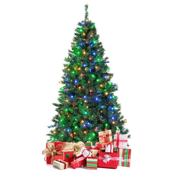 Costway 6FT/7FT PreLit Hinged Christmas Tree with 260/350 MultiColor