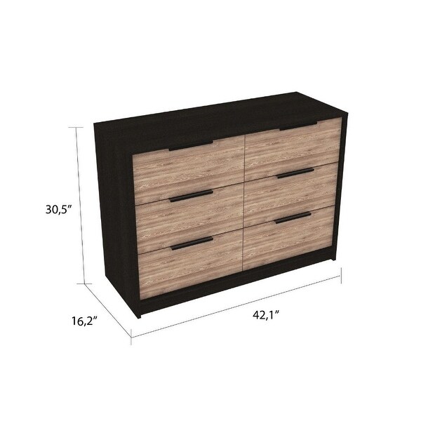 TUHOME Kaia 4 Drawer Double Dresser with 2 Cabinets and Metal Hardware - - 31880279