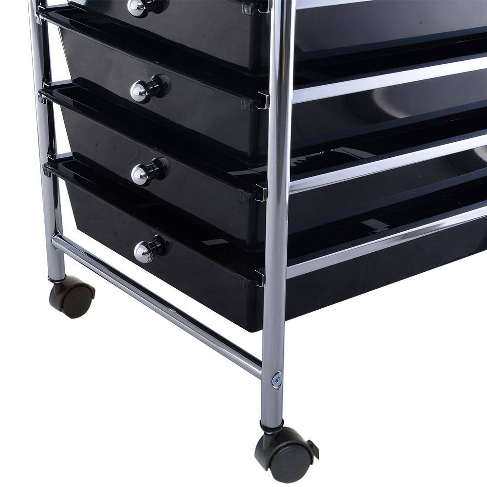 HONEY JOY 10-Drawer Scrapbook Paper Organizer Rolling Storage Cart Home Office in Black TOPB000932