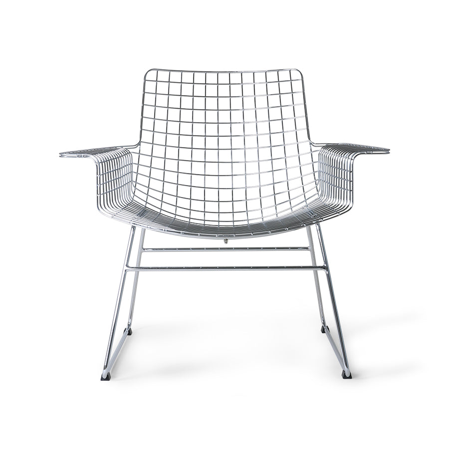 Metal wire lounge chair - chrome