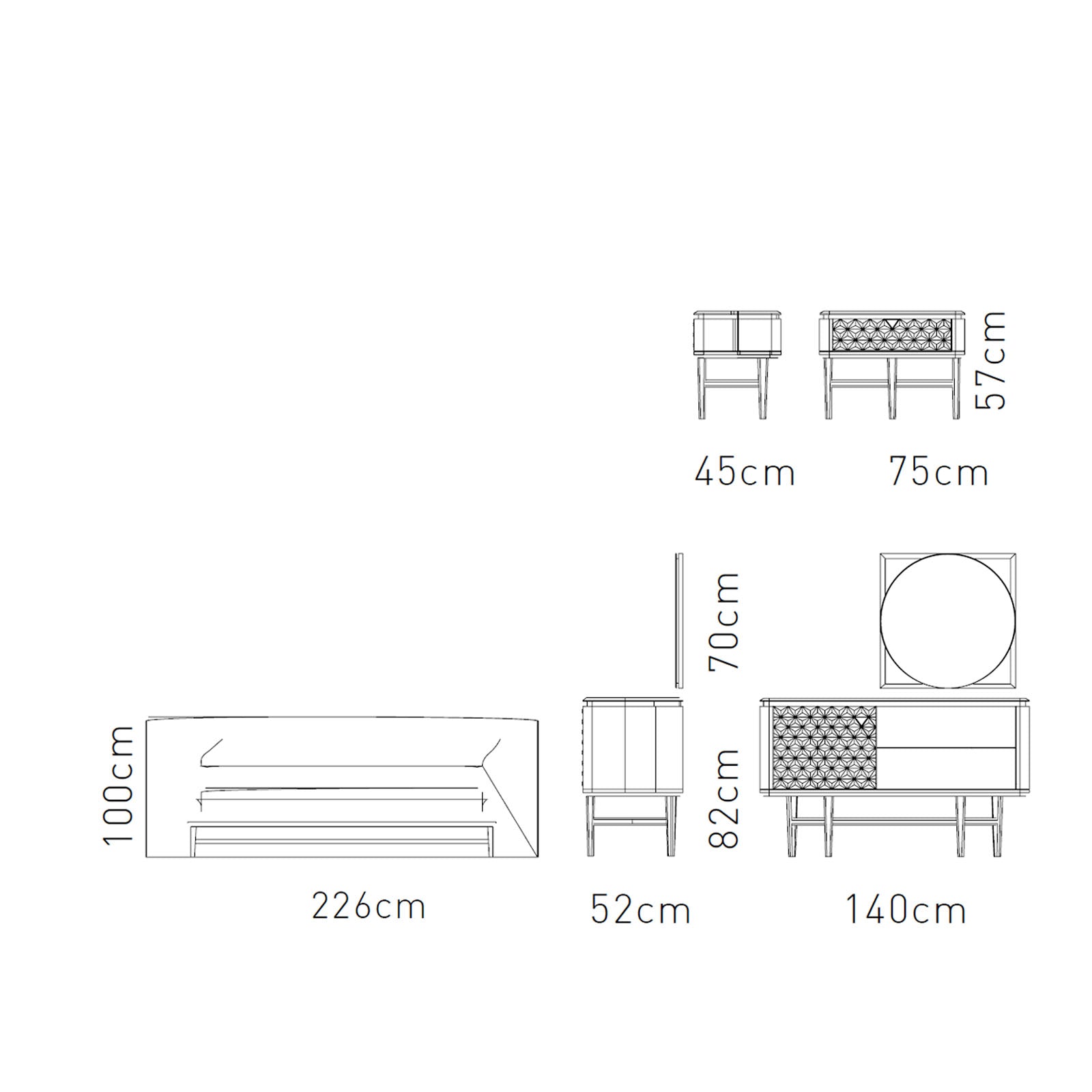 2X Zen Bedside Table  Zen001-Sidetable