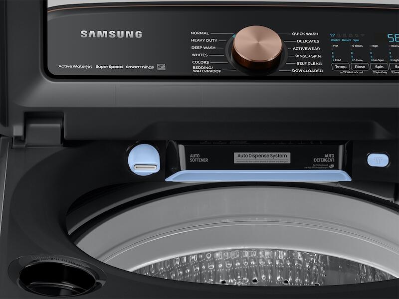 Samsung WA55A7700AV 5.5 Cu. Ft. Extra-Large Capacity Smart Top Load Washer With Auto Dispense System In Brushed Black