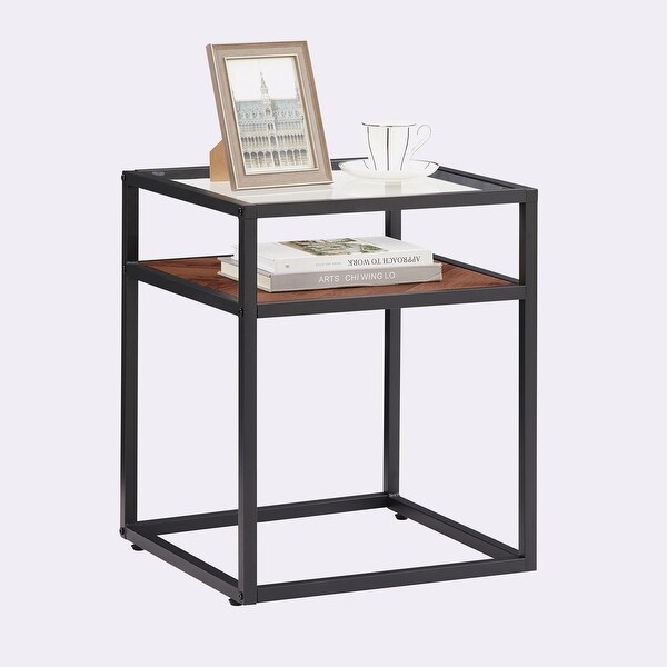 2-Tier Side Table Tempered Glass Top