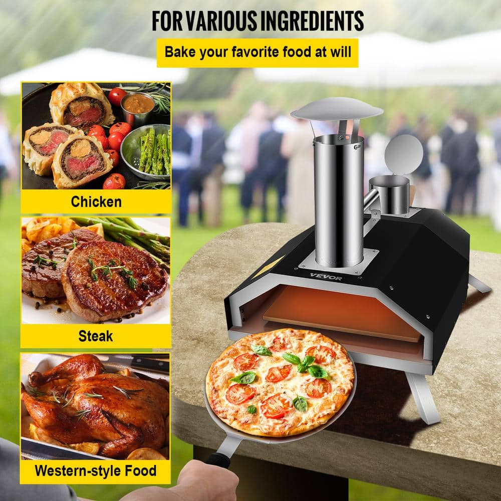 VEVOR Wood Burning Pizza Oven 12 in. Stainless Steel Portable Outdoor Pizza Oven with Complete Accessories for Outdoor Cooking BXSPSLXXJLKSJXQ21V0