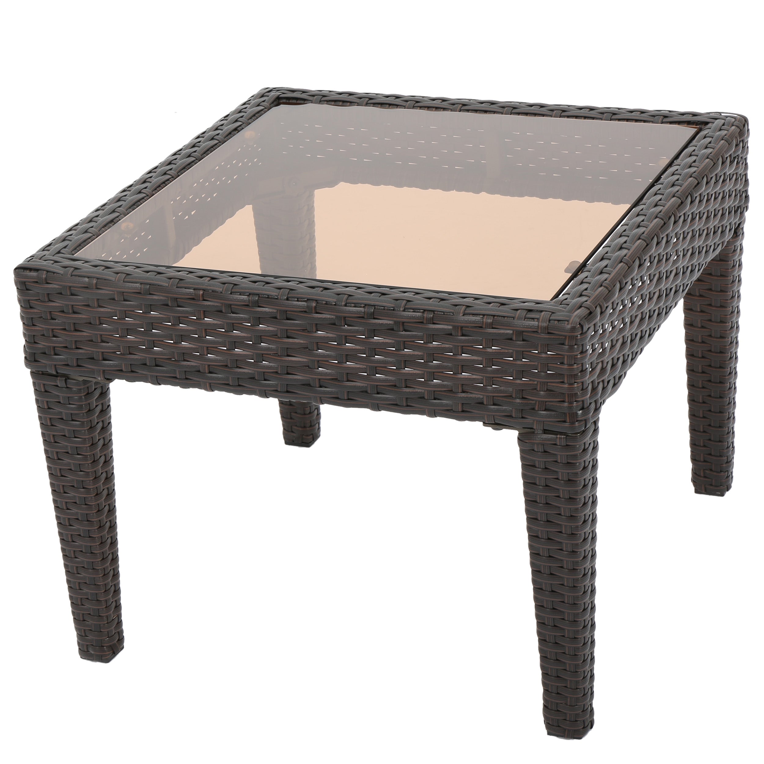 Jermaine Outdoor Brown Wicker Side Table