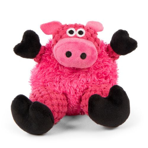 Checkers Sitting Pig Squeaky Plush Dog Toy