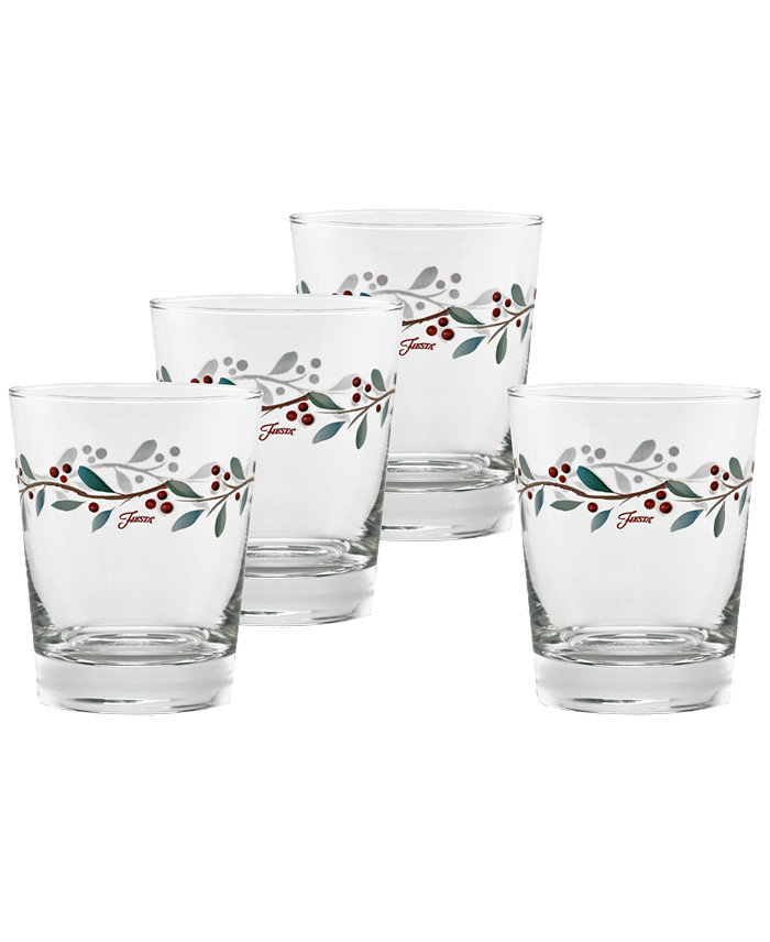 Fiesta Nutcracker Holly Tapered DOF Double Old Fashioned Glasses Set of 4