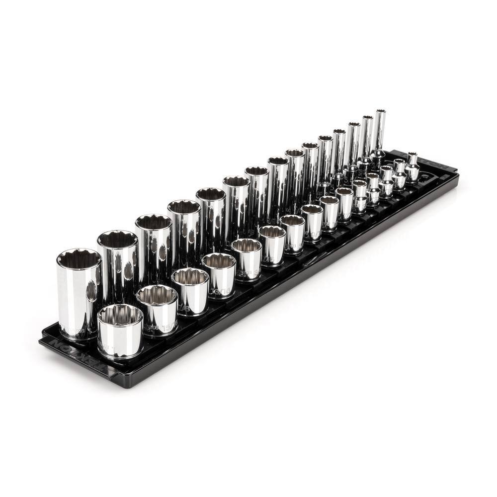 TEKTON 38 in. Drive 12-Point Socket Set with Rails (14 in.-1 in.) (30-Piece) SHD91210