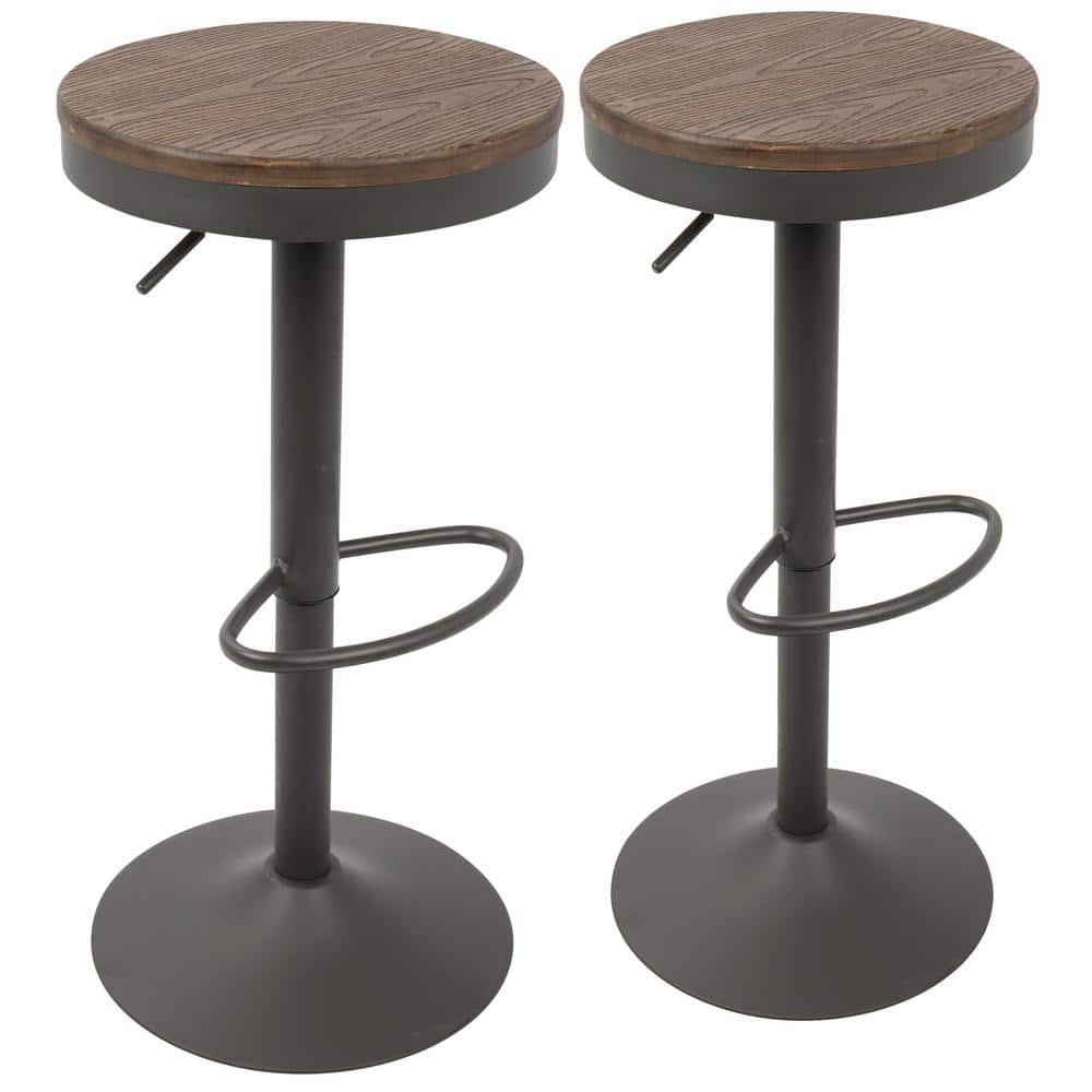 Lumisource Dakota Grey and Brown Adjustable Bar Stool (Set of 2) BS-DAK GY+BN2