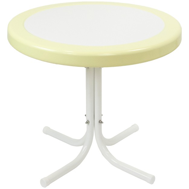 Outdoor Retro Tulip Side Table Yellow And White