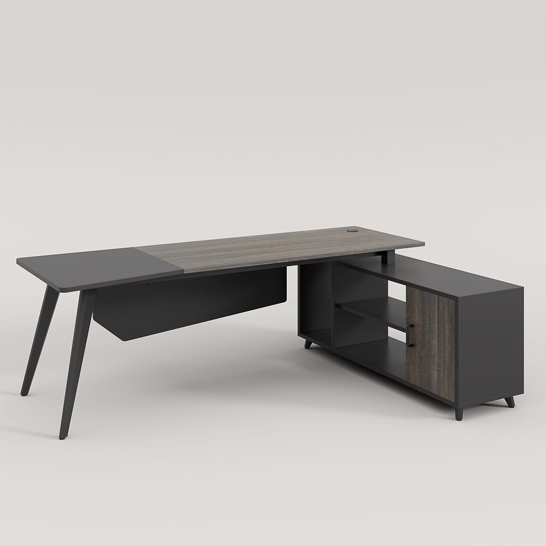 Industrial L-Shaped Desk, 78.74 Inch Executive Office Desk with File Cabinet