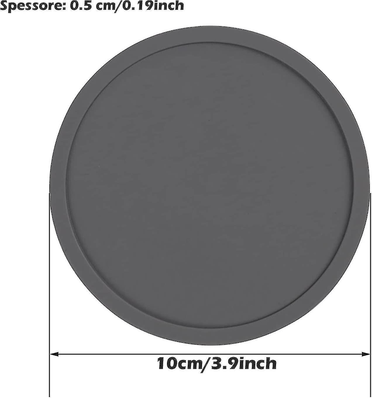 6 Pieces Silicone Coasters With Stand Gray Non-slip Rubber Round Coasters For Parties， Hom