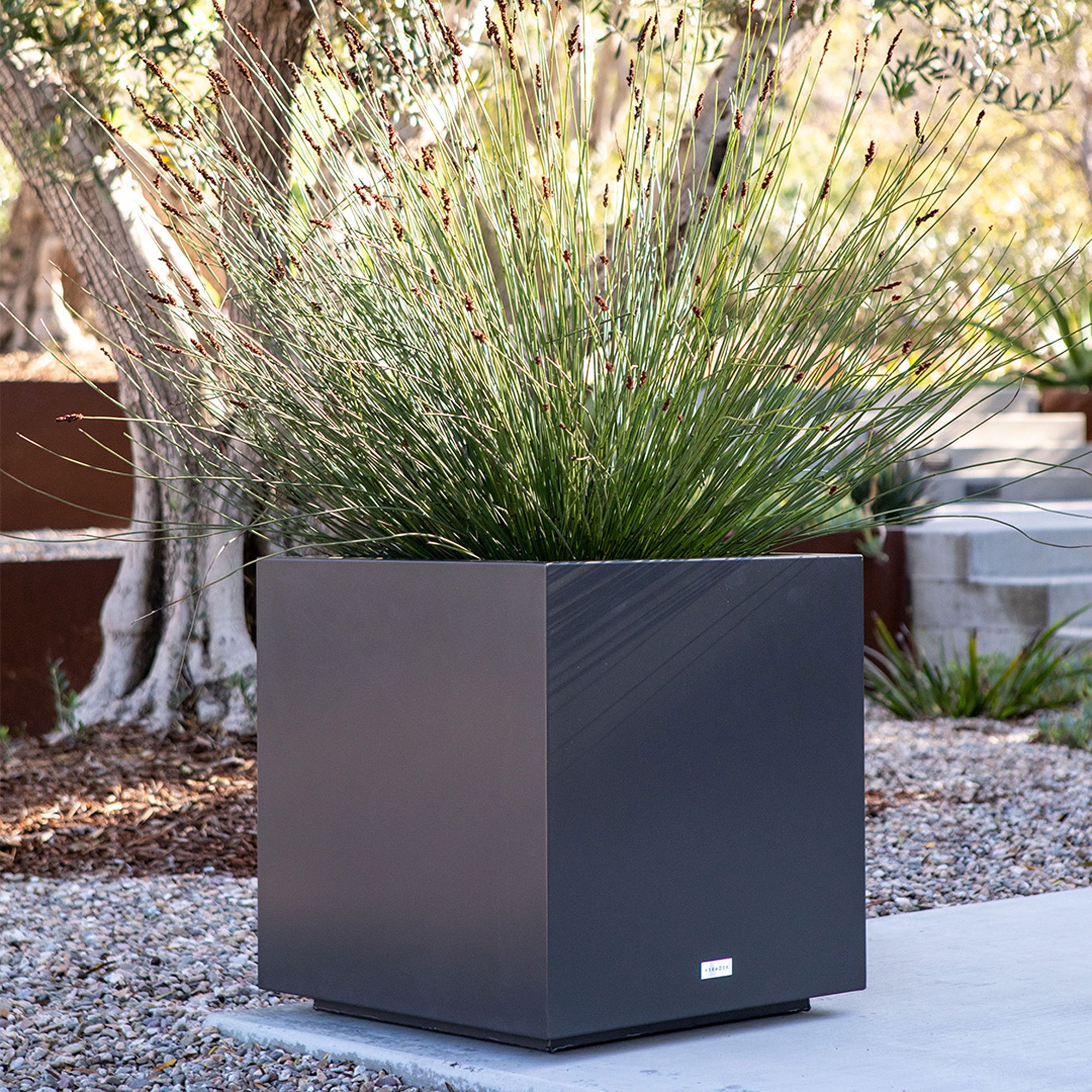 Veradek Block Series Cube Medium Planter Grey