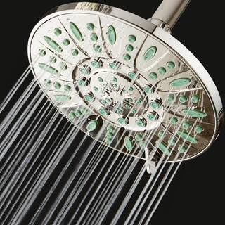 AquaDance Antimicrobial 6-Spray Patterns 7 in. Single Wall Mount Rainfall Fixed Showerhead with High Pressure in Brushed Nickel 82208