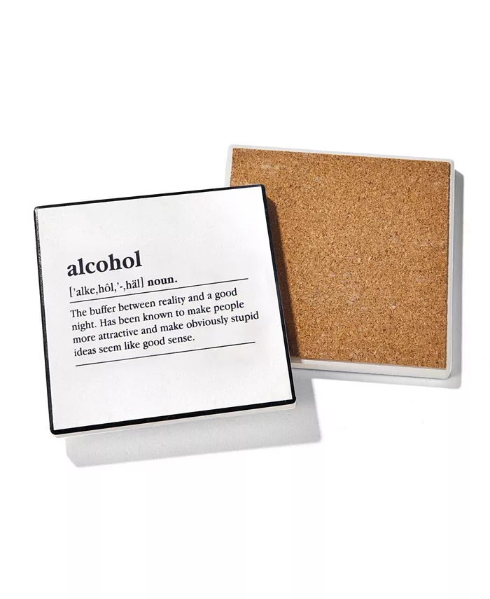 American Atelier 4.25'' D Definitions Ceramic Coasters Set 4 Piece