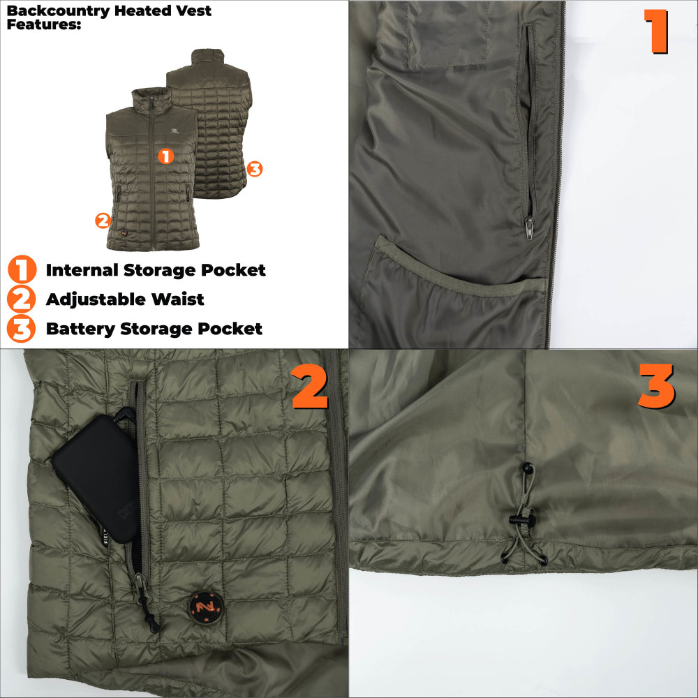 Mobile Warming Backcountry Vest Womens 7.4V Morel Medium ;