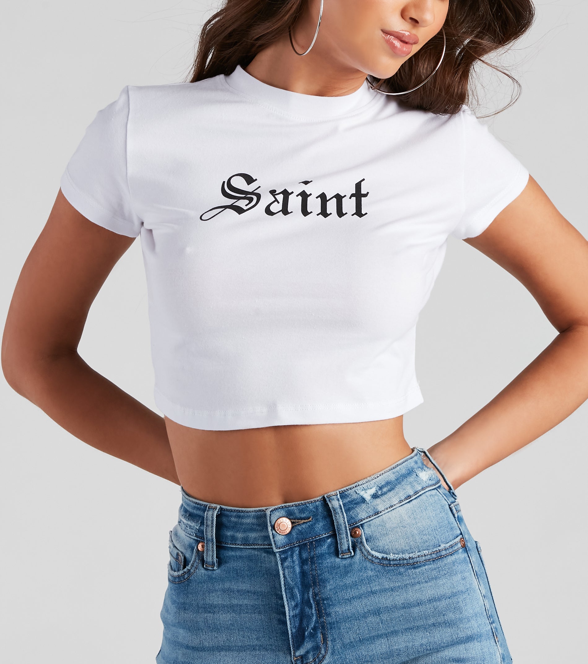 Saint Graphic Halloween Crop Top