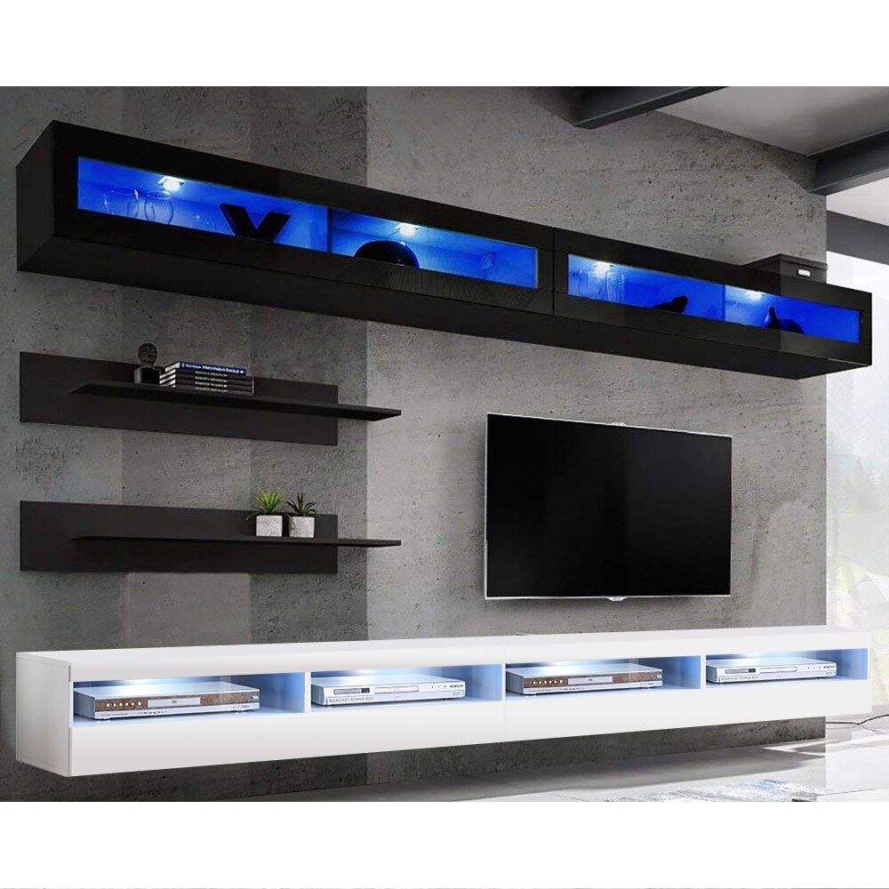 Fly I2 35TV Wall mounted Floating Modern Entertainment Center Set