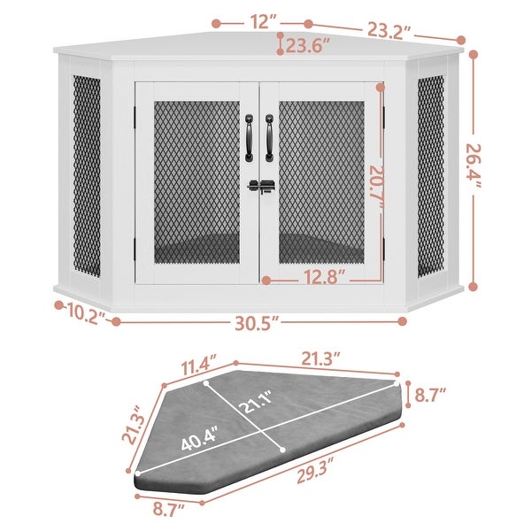 Corner Dog Crate Dog Kennel with Cushion Indoor Dog Crate Cage