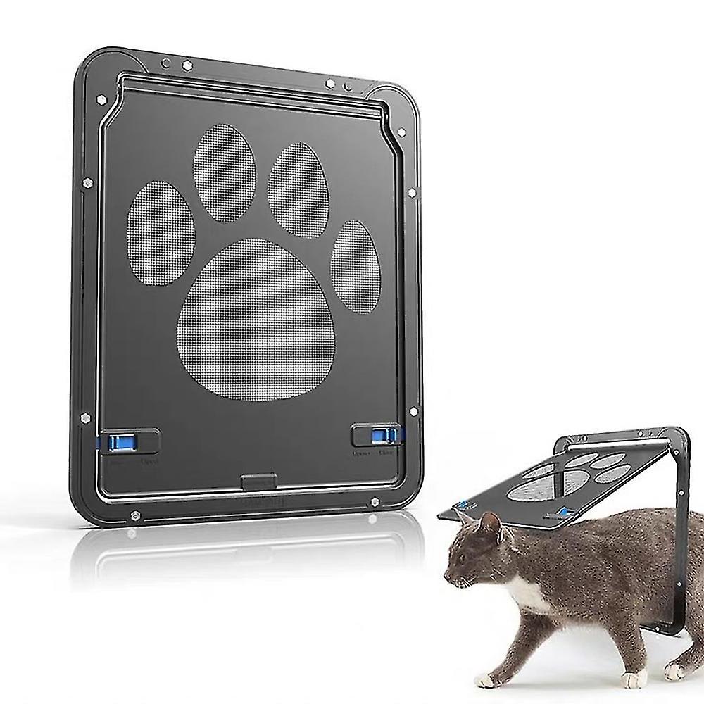 Cat Door Screen Pet Interior Lockable Magnetic Flap Screen Dog Mesh Fence Gate