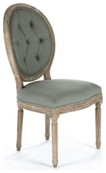 Chezare Medallion Side Chair  Limed Gray Oak Sage Linen   French Country   Dining Chairs   by Rustic Home Furniture Deco  Houzz