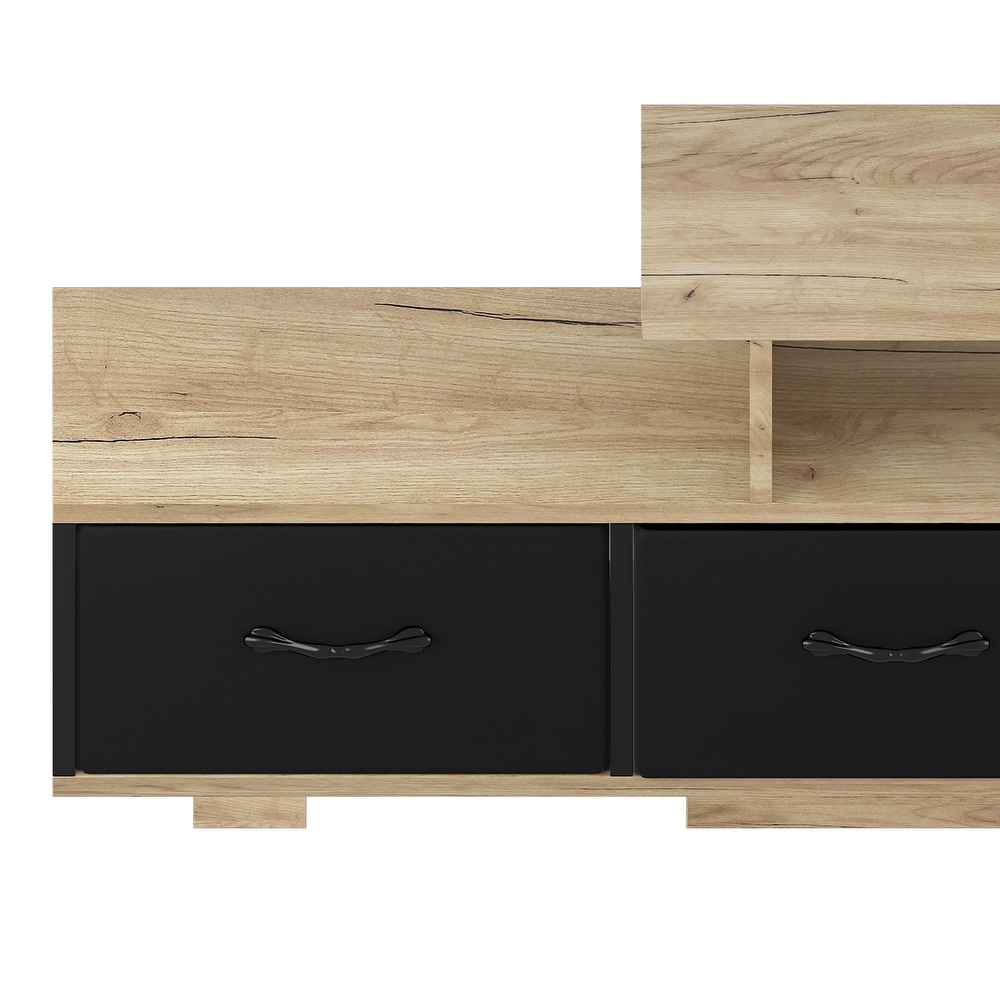 TV Stand  wood drawers for TV Cabinet for Living Room  Entertainment Center with 3 drawers