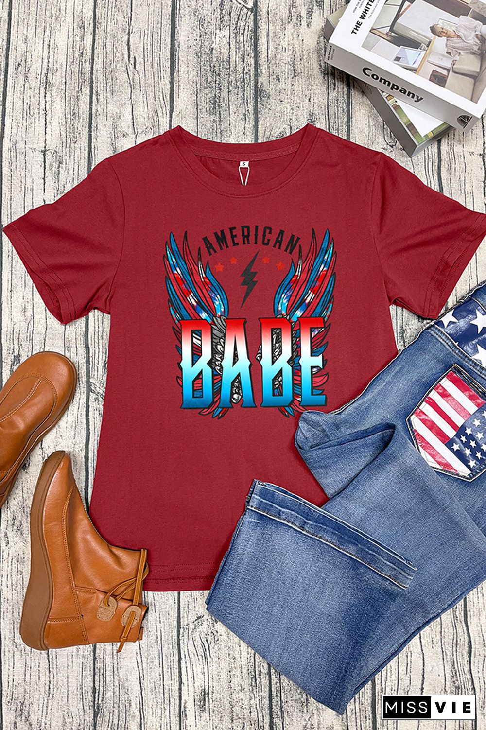 American Babe Retro Wings Short Sleeve Graphic Tee Wholesale