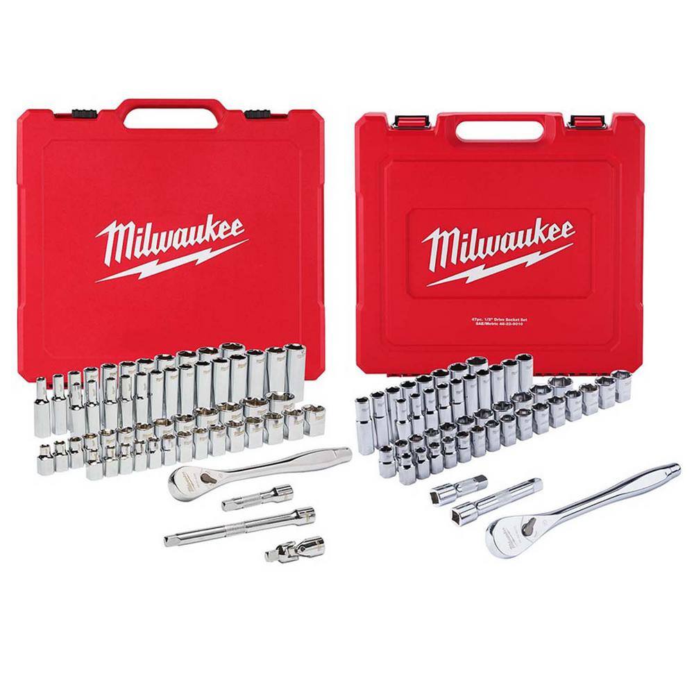 MW 38 in. and 12 in. Drive SAEMetric Ratchet and Socket Mechanics Tool Set (103-Piece) 48-22-9008-48-22-9010