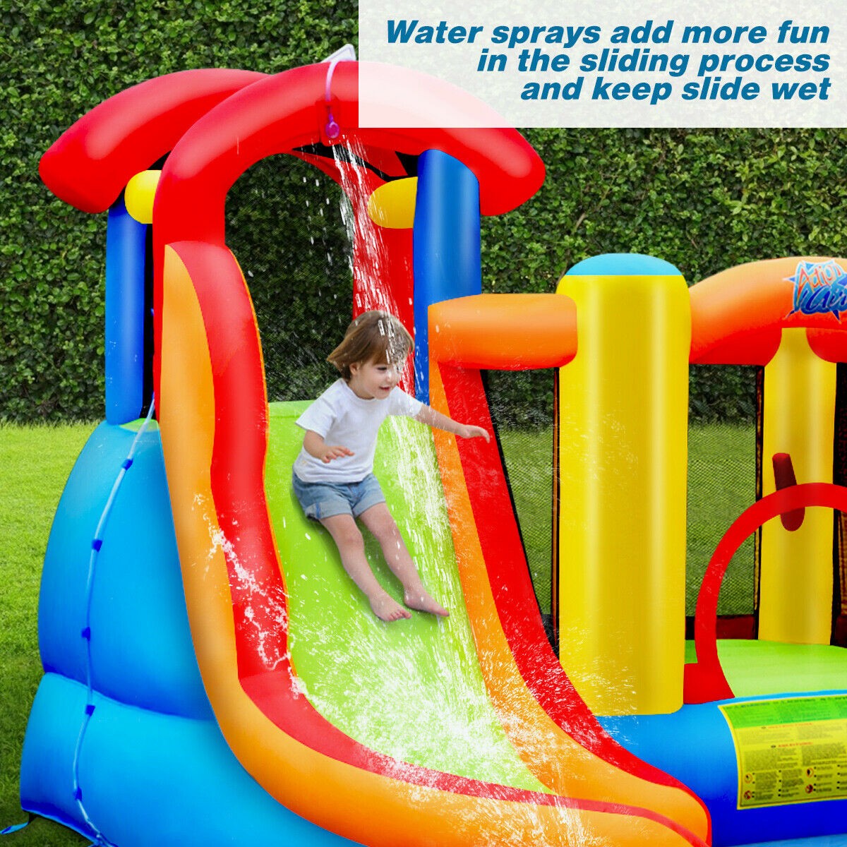 BOUNTECH 6 in 1 Water Slide Jumping Park w/Splashing Pool