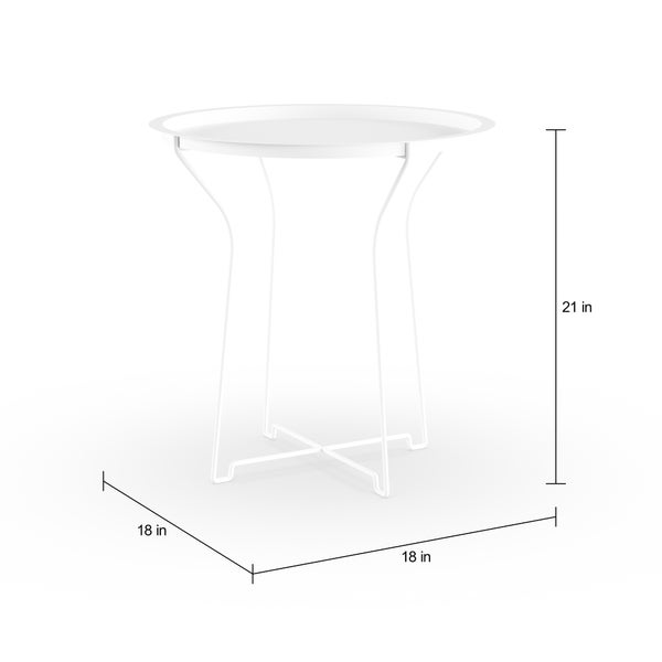 Atlantic Metal Round Side Tray Table; Removeable Tray Top， Decor， Wire Collapsible Legs， Indoor， Outdoor