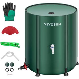 VIVOSUN 132 Gal. Collapsible Rain Barrel with wo Spigots and Overflow Kit in Green wal-RB-0003