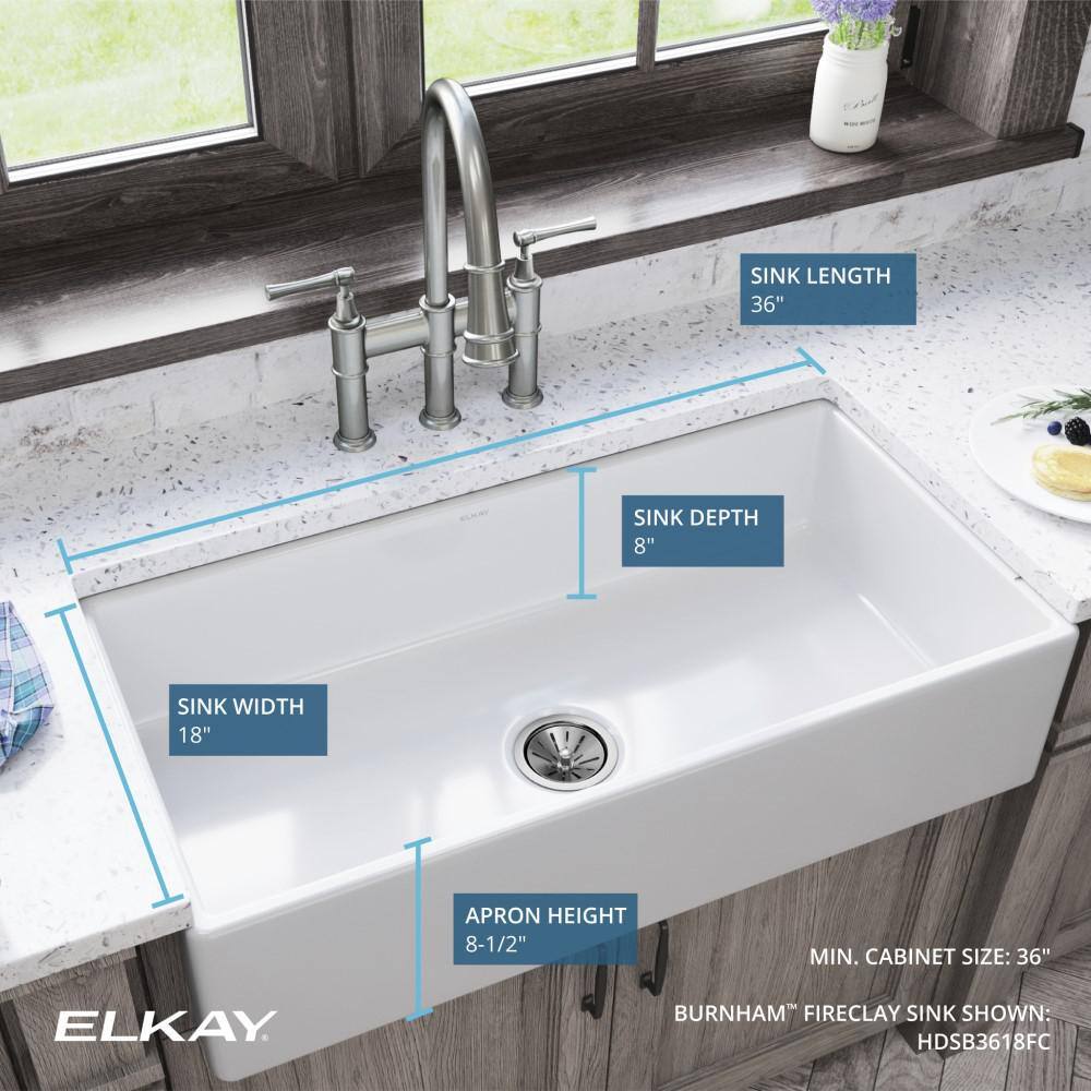 Elkay Burnham White Fireclay 36 in. Single Bowl Farmhouse Apron Kitchen Sink HDSB3618FC