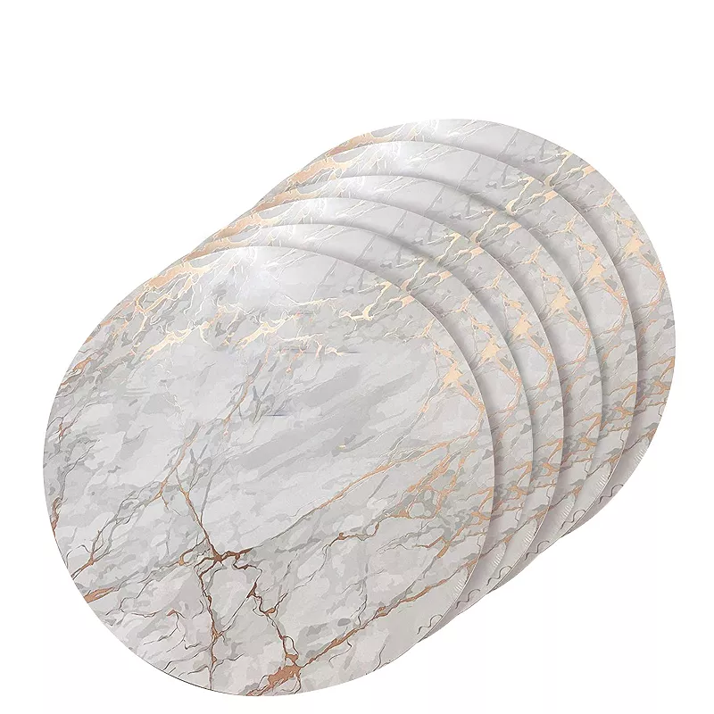 Dainty Home Marble Cork 15 Round  Placemats Set Of 6