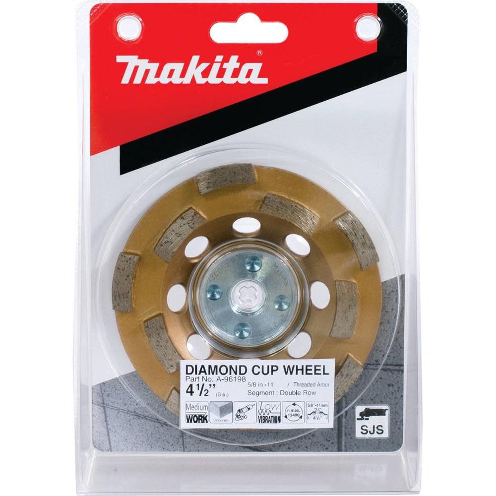 Makita 4-1/2 in. Double Row Diamond Cup Wheel Anti-Vibration A-96198 from Makita