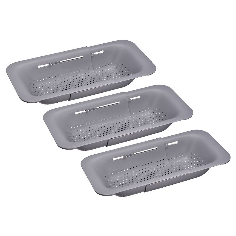 Collapsible Colander Kitchen Over the Sink Drain Strainer Set 3 Pcs