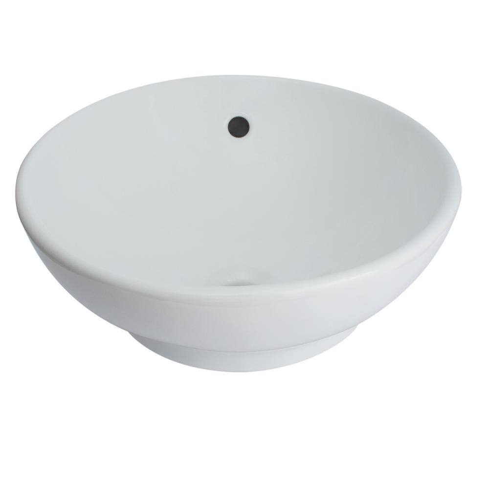 Glacier Bay Zale Round Vessel Sink in White 13-0089-W