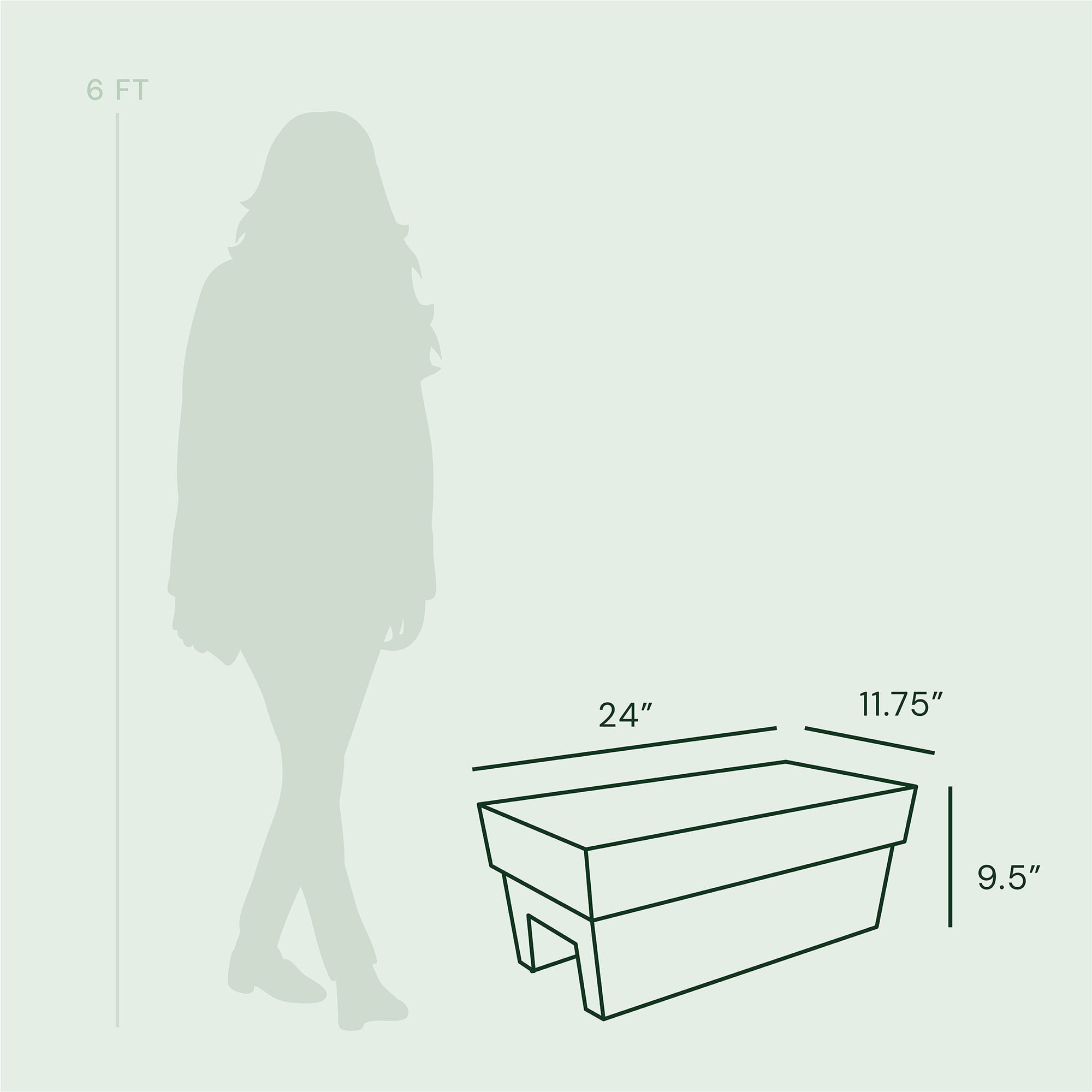 Bloem Finley Deck Rail Rectangle Planter: 24