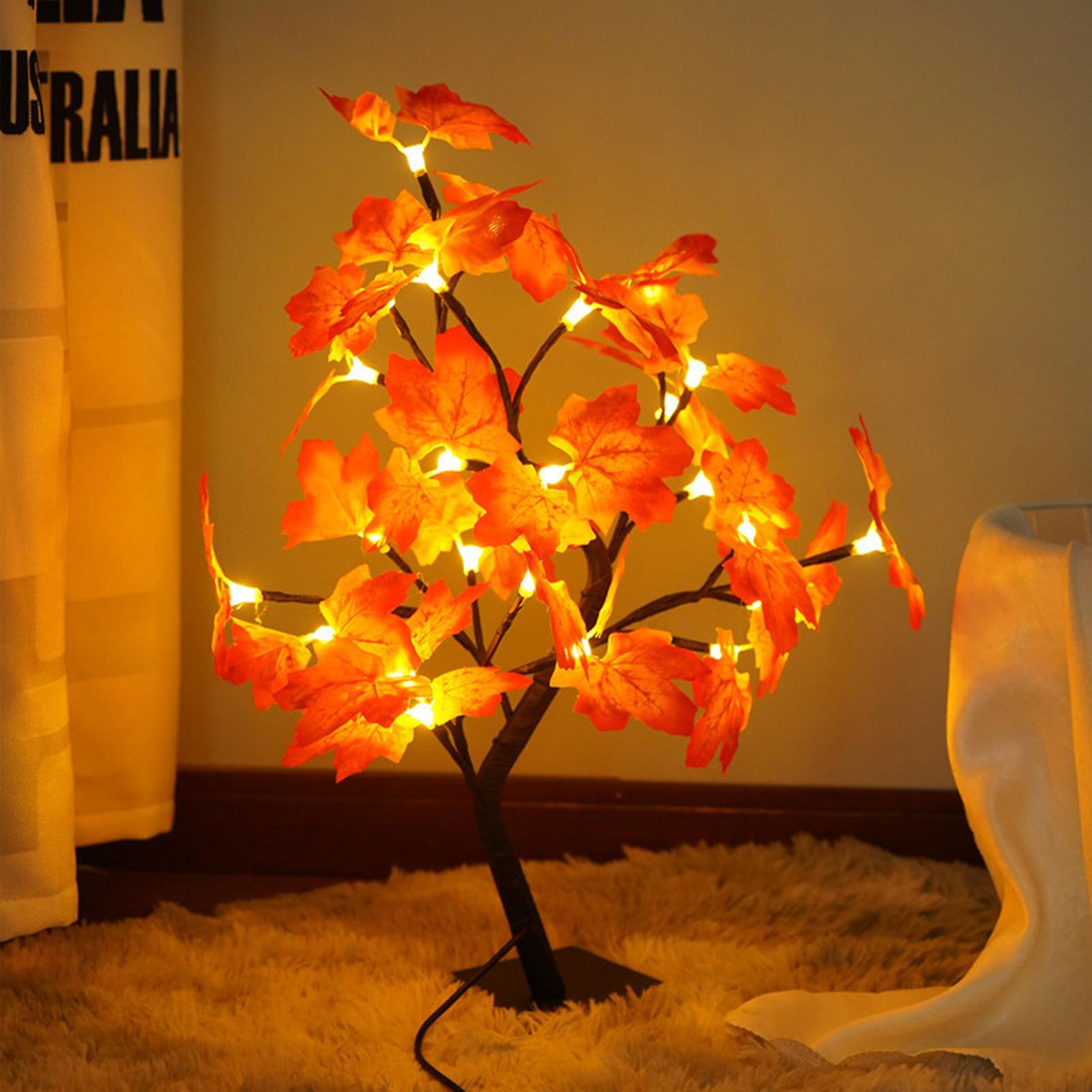 Iron Art Simulation Maple Leaves Lamp Usb Night Light Indoor Christmas Decoration Luminous Tree Lamp No.249398