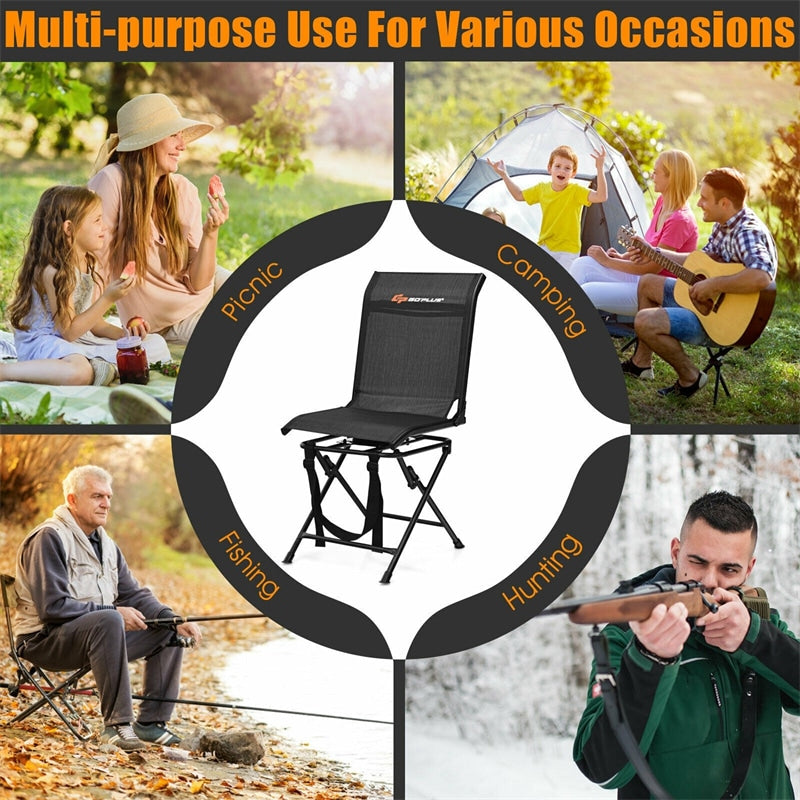 360 Degree Swivel Foldable Hunting Blind Chair with Mesh Backrest