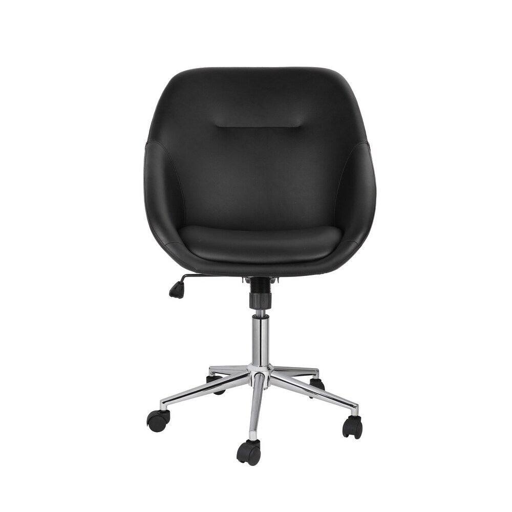 Porthos Home Hayes Swivel Office Chair  Chrome Base  PU Leather