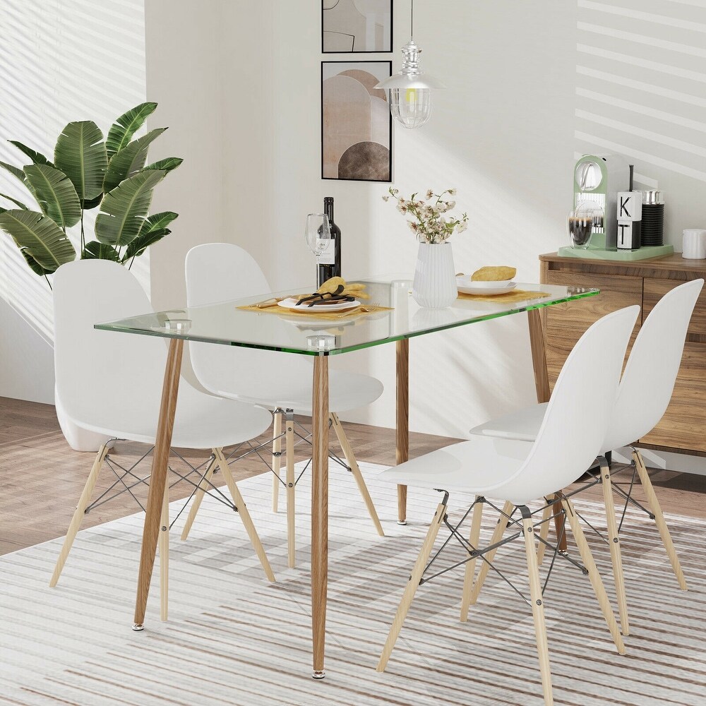 Modern Glass Rectangular Dining Table with Metal Legs   51\