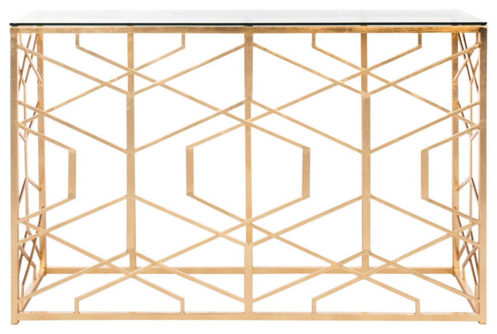 Safavieh Sean Gold Leaf Console Table Gold   Contemporary   Console Tables   by Safavieh  Houzz