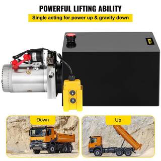 VEVOR 12-Volt DC 20 qt. Hydraulic Pump Single Acting Hydraulic Dump Trailer Pump 3200 PSI Hydraulic Power Unit CZYYB20KTTXDZYB01V0