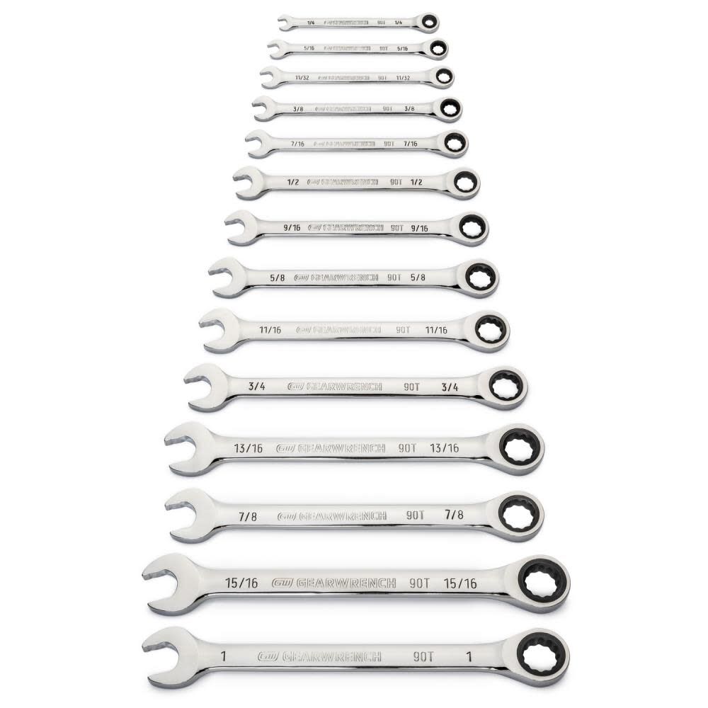 GEARWRENCH 14 Pc 90T 12 Point SAE Combination Ratcheting Wrench Set 86959 from GEARWRENCH