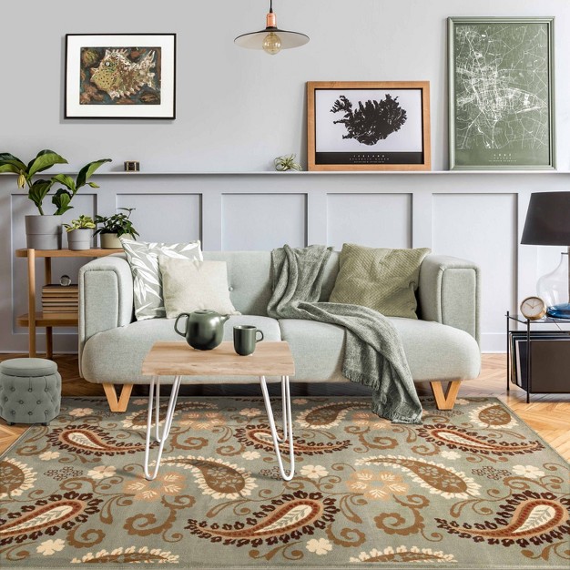 Modern Vintage Floral Power loomed Living Room Bedroom Entryway Indoor Area Rug Or Runner By Blue Nile Mills